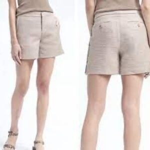 Banana Republic Ryan Straight Fit Fringe Textured Tweed Shorts